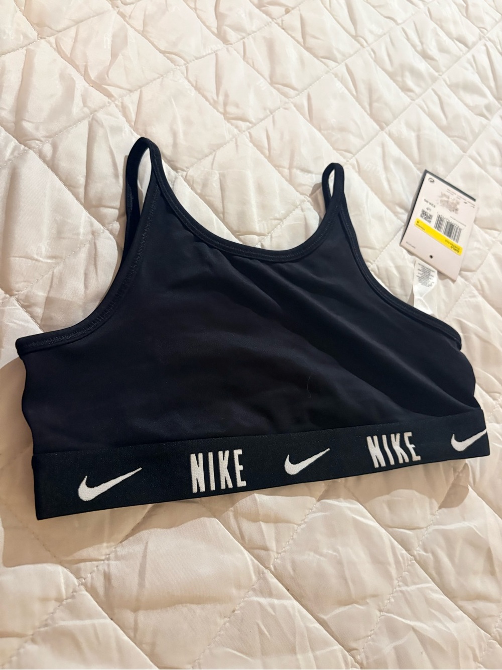 Nike Black Logo Elastic Band Sports Bra